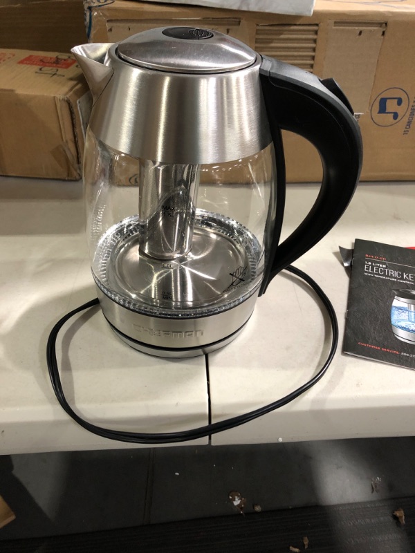 Photo 3 of Chefman 1.8L Glass Electric Kettle with Tea Infuser - Silver