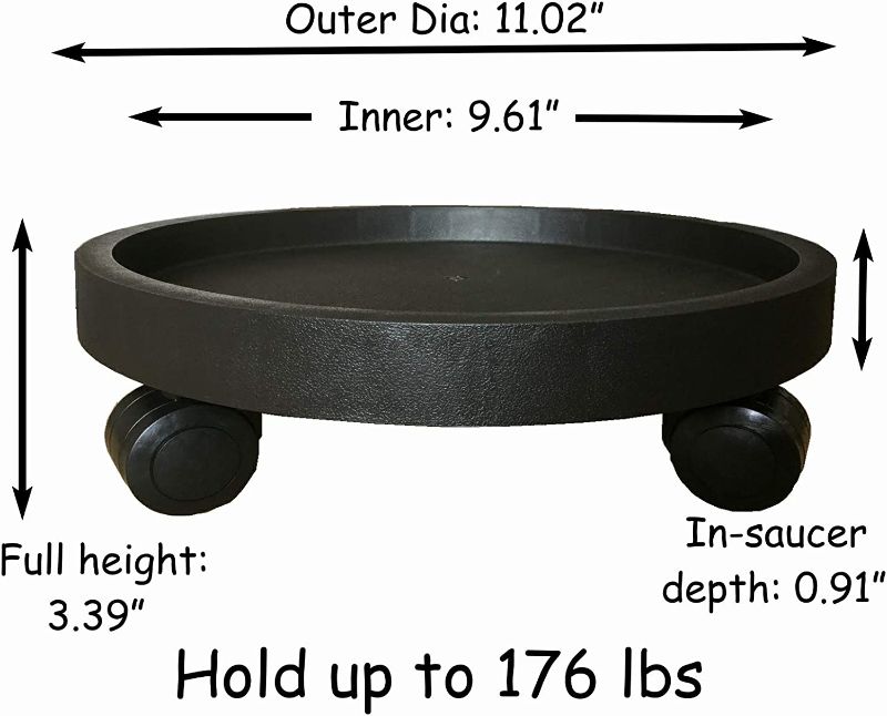 Photo 2 of  Pack of 11 Inch Heavy Duty Plant Caddy with Wheels,Rolling Plant Stand Pot Trolley,Wheeled Planter Saucer Tray,Potted Flower Mover Dolly with Casters Round Coaster for Indoor Outdoor