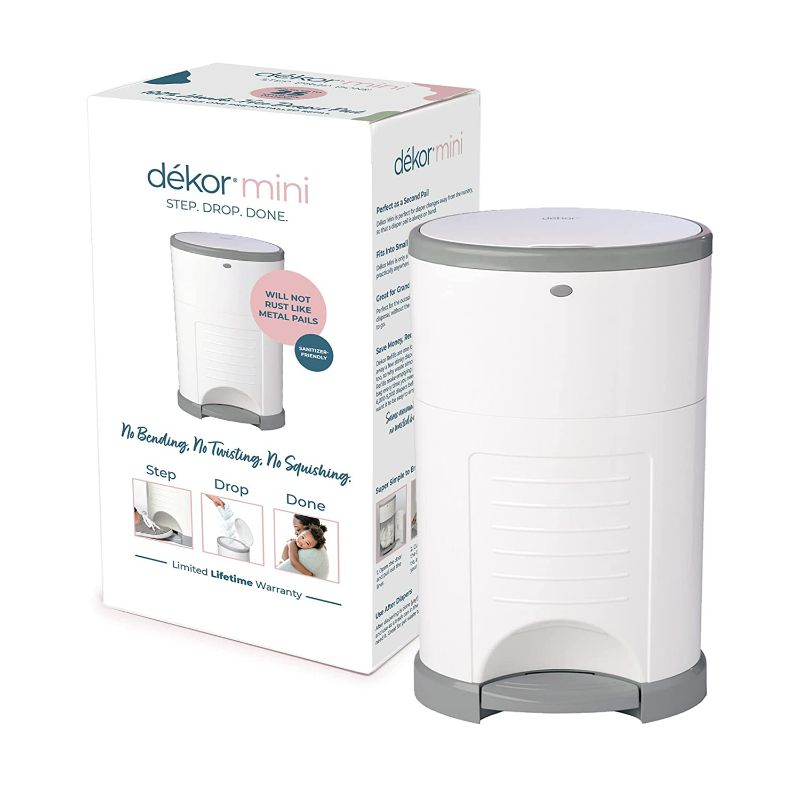 Photo 1 of Dekor Mini Hands-Free Diaper Pail | White | Easiest to Use | Just Step – Drop – Done | Doesn’t Absorb Odors | 20 Second Bag Change | Most Economical Refill System