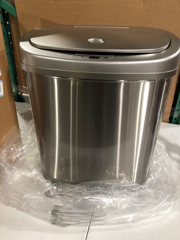 Photo 2 of Amazon Basics Automatic Hands-Free Stainless Steel Trash Can - 30-Liter, 2 Bins 30L