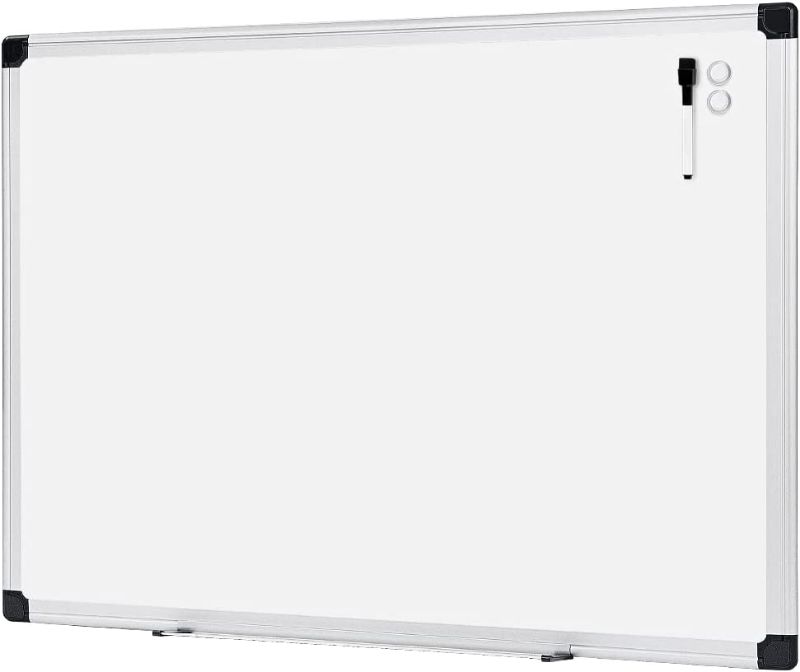 Photo 1 of Amazon Basics Magnetic Dry Erase White Board, 35 x 47-Inch Whiteboard - Silver Aluminum Frame
