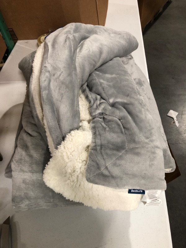 Photo 1 of BEDSURE Sherpa Fleece King Size Blanket for Bed - Light Grey Thick Fuzzy Warm Soft Large Blankets King Size, 108x90 Inches 108x90 Light Grey