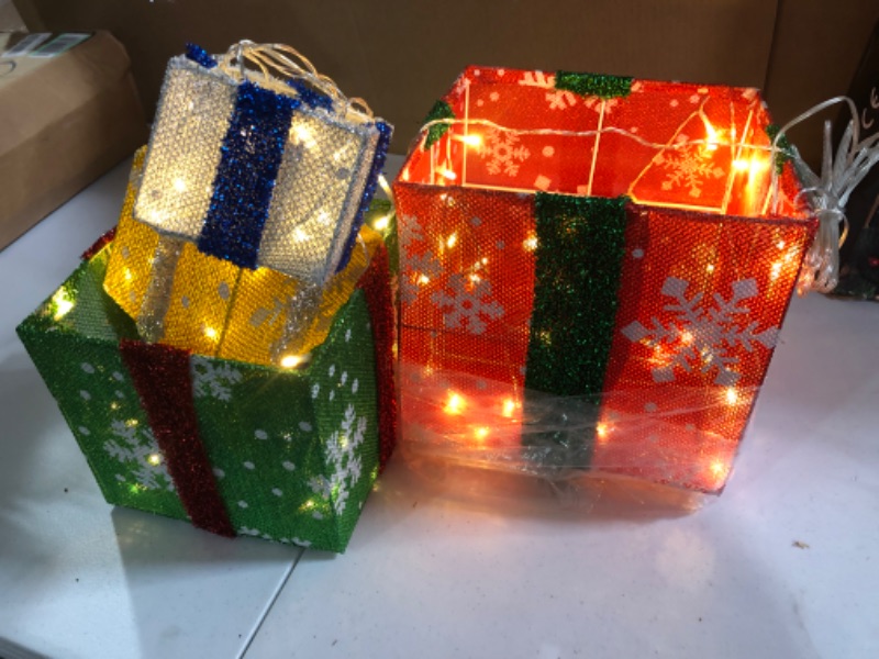 Photo 2 of 4 Pack Christmas 70 LED Lighted Gift Boxes 