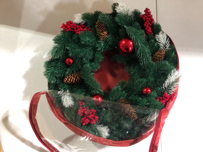 Photo 2 of 18 Inches Pre-Lit Artificial Christmas Wreath