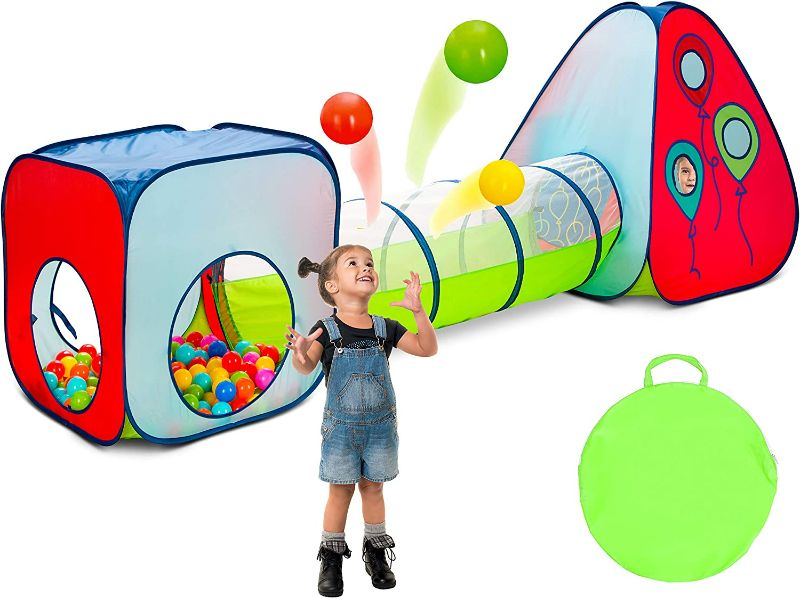 Photo 3 of ** SEE NOTES**Kiddey 3pc Kids Play Tent Crawl Tunnel and Ball Pit Set - Durable Pop Up Playhouse Tent for Boys Girls Babies Toddlers Pets -