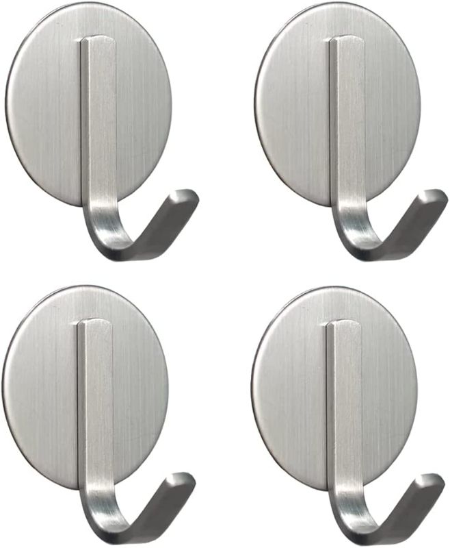 Photo 1 of Adhesive Wall Door Hooks, Heavy Duty 304 Stainless Steel Bathroom Hooks,