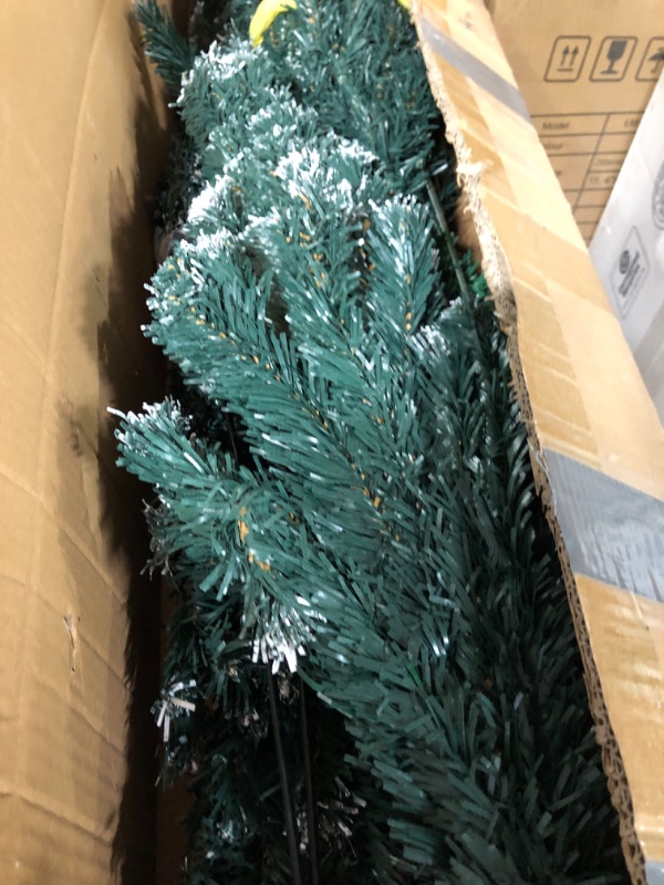 Photo 2 of 7 ft Artificial Christmas Tree Xmas Tree Outdoor Home Office, 900 PVC Branch Tips Easy Assembly Green White, Metal Hinges Stand Foldable Base Feel Real Unlit Holiday Décor for Indoor… 7ft 900 Branches