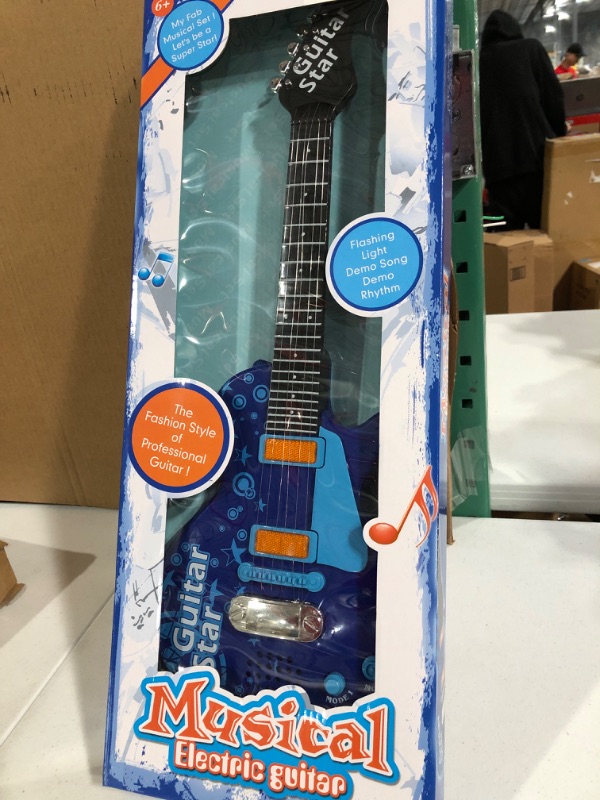 Photo 2 of Elegantoss Kids Electronic Musical Toy Guitar with Sound & Lights Blue