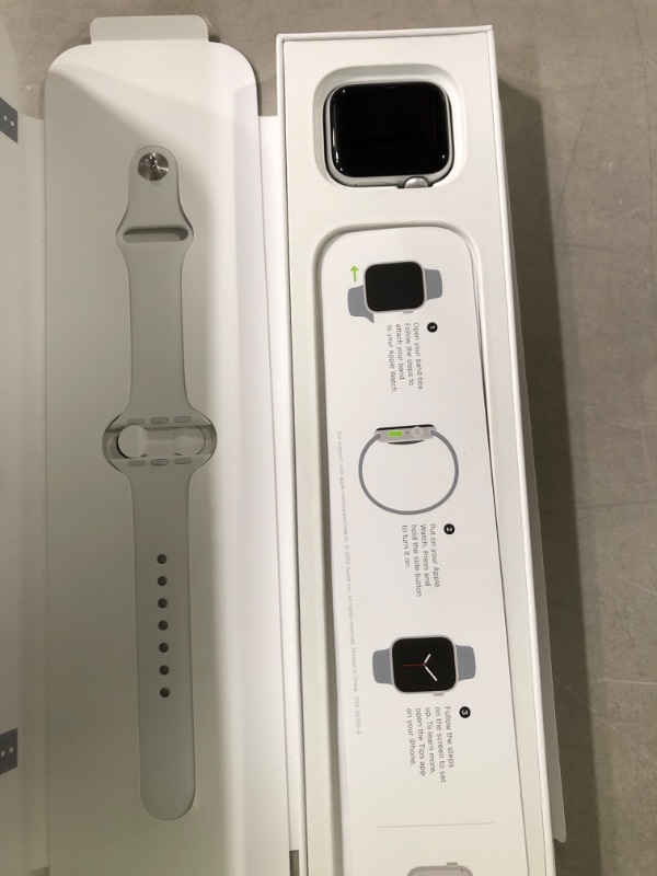 Photo 2 of Apple Watch SE (2nd Gen) [GPS 40mm] Smart Watch w/Silver Aluminum Case & White Sport Band - S/M. Fitness & Sleep Tracker, Crash Detection, Heart Rate Monitor, Retina Display, Water Resistant Silver Aluminium Case with White Sport Band 40mm 40mm S/M - fits