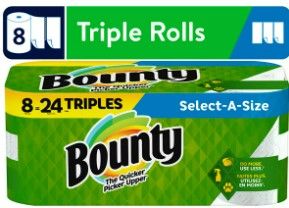 Photo 1 of Bounty Select-A-Size Paper Towels, Triple Rolls, White, 147 Sheets Per Roll, 8 Count