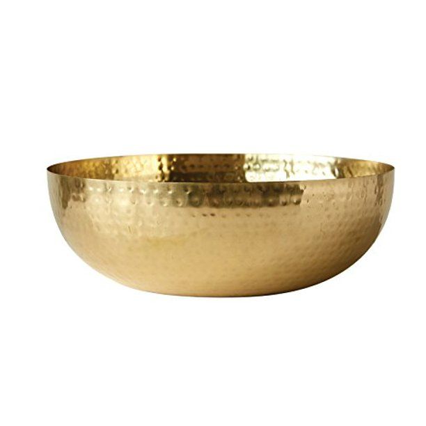 Photo 1 of Creative Co-Op DA7392 Round Hammered Metal Bowl, 14, Gold