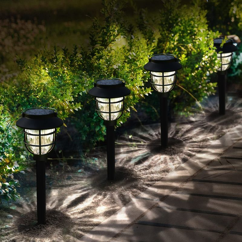 Photo 2 of 8 Pack Solar Pathway Lights Outdoor - Bright Solar Powered Garden Lights with Warm White LED,