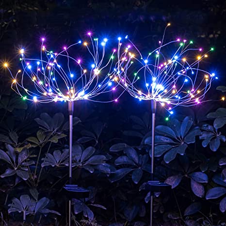 Photo 1 of  Solar Garden Decorative Lights Outdoor Solar 120LED Powered 40Copper Wires String Landscape Light-DIY Flowers Fireworks Trees for Walkway Patio Lawn Backyard,Christmas Party Decor(Multi-Color)