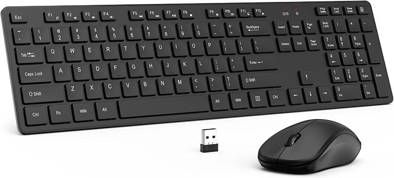 Photo 1 of Wireless Keyboard and Mouse, Silent Mouse and Quiet Full Size Ergonomic Keyboard with Number Pad