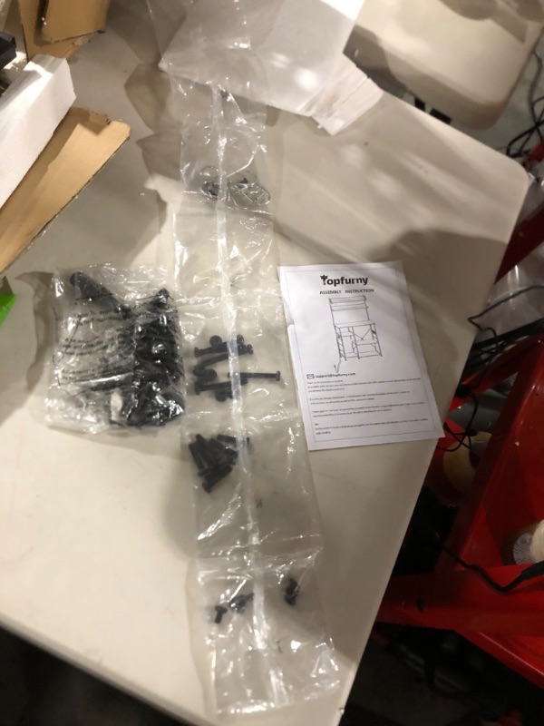 Photo 1 of Topfurny Baker's Rack with Power Outlet, Coffee Station, Microwave Oven Stand, Kitchen Shelf, Microwave Cart, 7-Tier Microwave Stand or Coffee Bar Table Organizer, for Spice, Pots and Pans Organizer Black Oak With Power Outlets