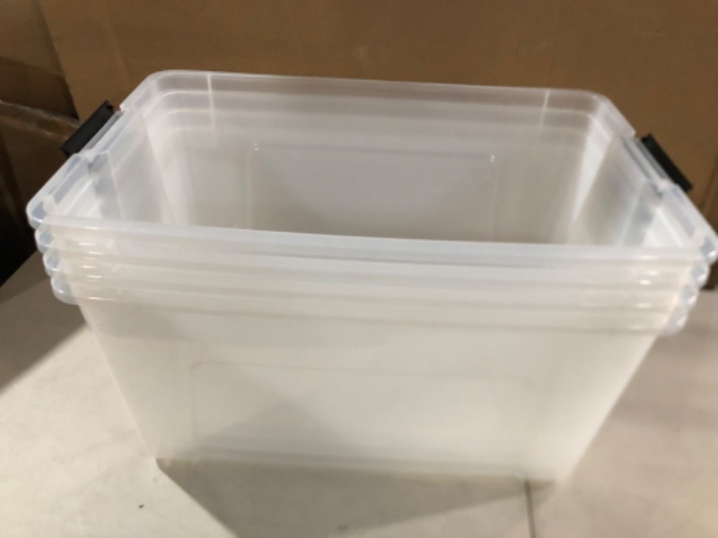 Photo 4 of 45 Qt. Buckle Up Storage Box in Pearl (4-Pack)