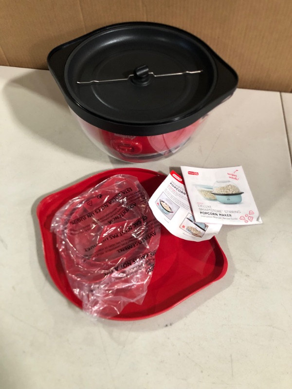 Photo 2 of **SEE NOTES** DASH SmartStore™ Stirring Popcorn Maker, 3QT Hot Oil Electric Popcorn Machine with Clear Bowl, 12 Cups -Red