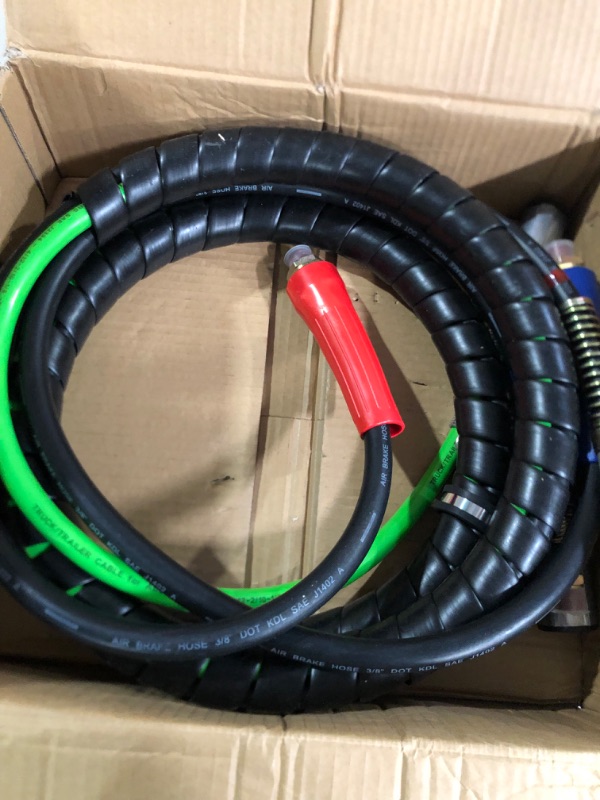 Photo 2 of ZIQUN 12ft 3 in 1 Wrap Air Power Line, 7 Way Glad Hand Air Hose, ABS Semi Air Hose ABS Electrical Air Line Hose Assemblies for Semi Truck, Trailer, Tractor(TR813215)