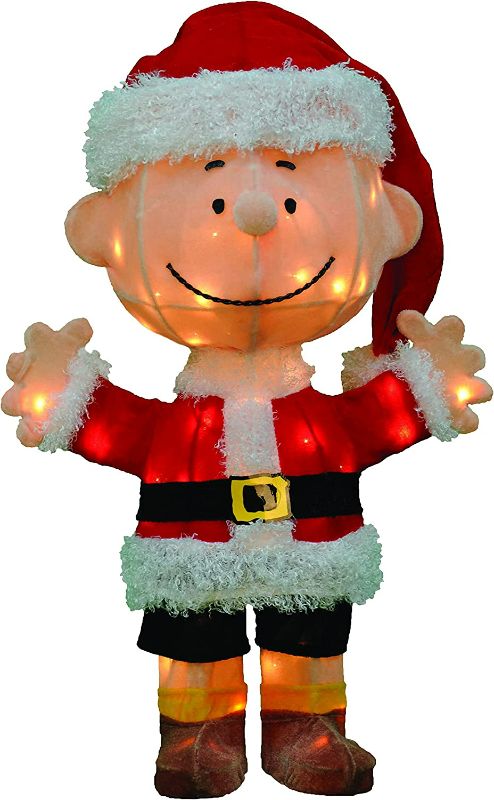 Photo 1 of ProductWorks 24" Peanuts 3D PRE-LIT Yard Art Charlie Brown in Santa Suit