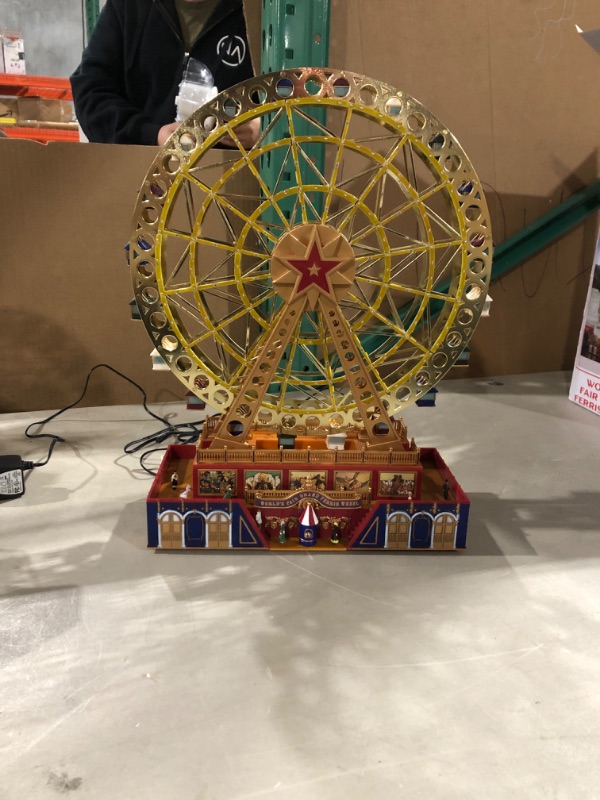 Photo 2 of *SEE NOTES* Mr. Christmas World's Fair Grand Ferris Wheel Musical Animated Indoor Christmas Decoration, 15 Inch, Gold