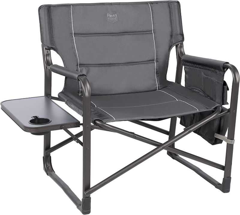 Photo 1 of TIMBER RIDGE XXL Upgraded Oversized Directors Chairs with Foldable Side Table, Detachable Side Pocket, Heavy Duty Folding Camping Chair up to 600 Lbs Weight Capacity (Gray) Ideal Gift