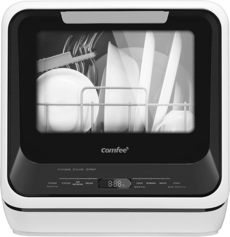 Photo 1 of COMFEE' Portable Dishwasher Countertop, Mini Dishwasher with 5L Built-in Water Tank, No Hookup Needed, 6 Programs, 360° Dual Spray, 192?