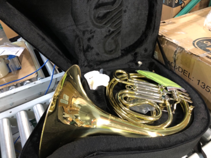 Photo 2 of ROWELL Double French Horn F/Bb 4 Keys Gold Lacquer F French Horn Intermediate with Case, Mouthpiece Gloves and Polishing Cloth Lacquer Gold