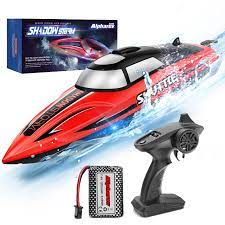 Photo 1 of RC Boat- AlphaRev R208 20+ MPH Fast Remote Control Boat for Pools and Lakes, RC Boats for Adults and Kids,2.4GHz RC Boat with Rechargeable Battery R208 - RED