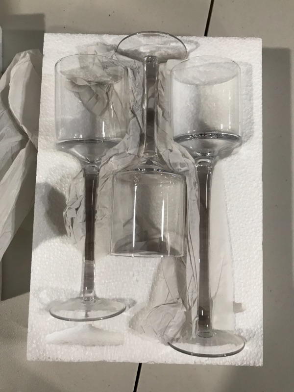 Photo 2 of Sohapy Set of 3 Elegant Tall Glass Candle Holders, Clear Glass Tealight Candle Holder, Ideal for Dining, Wedding, Party, Home , Valentines Day Decor - Different Sizes (3)