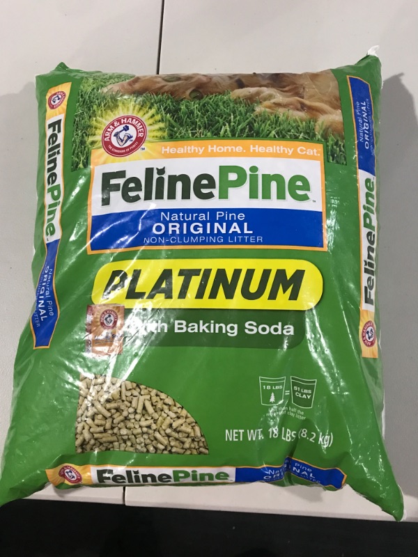 Photo 2 of ARM & HAMMER Feline Pine Platinum with Baking Soda Non-Clumping Cat Litter, 18lb Bag, No Added Scent