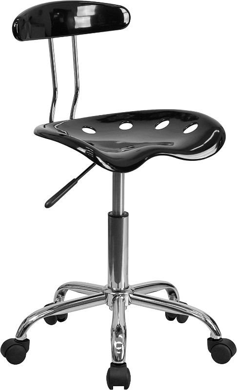 Photo 1 of Flash Furniture Vibrant Black and Chrome Swivel Task Office Chair with Tractor Seat