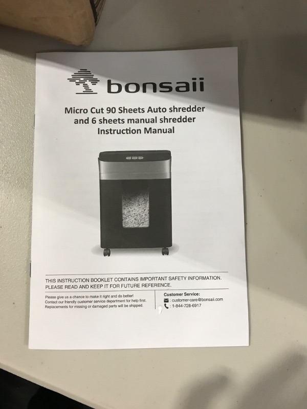 Photo 4 of Bonsaii 90-Sheet Autofeed & Manual Micro Cut Paper Shredder