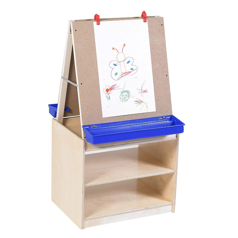 Photo 1 of Children's Factory ANG1190 Angeles 2-Station Art Center, Kids Art Easel & Storage Unit, Toddler Classroom Furniture & Organization for Homeschool/Playroom/Daycare/Preschool