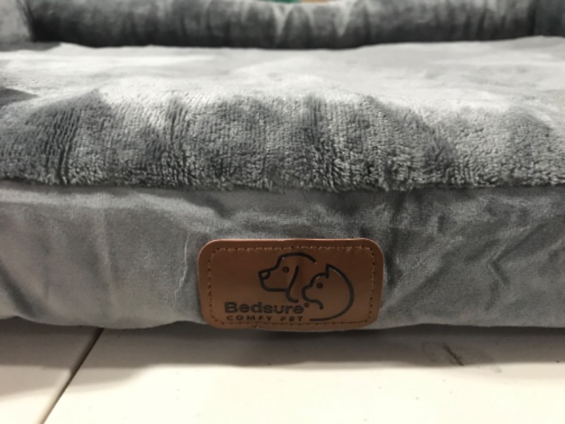 Photo 2 of Bedsure Orthopedic Dog Bed, Bolster Dog Beds for Medium/Large/Extra Large Dogs - Foam Sofa with Removable Washable Cover, Waterproof Lining and Nonskid Bottom Couch L?35x25x7"? Grey