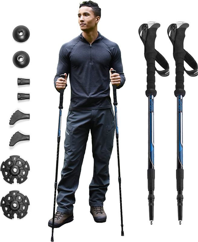 Photo 2 of Cascade Mountain Tech Trekking Poles - Aluminum Walking Sticks with Adjustable Twist Locks Expandable to 54" (Set of 2)