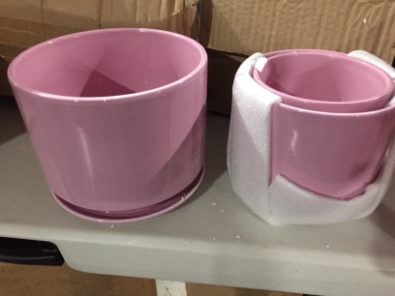 Photo 1 of 3x Indoor Outdoor Decorative Flower Pot with Drainage Cartridge. (PINK)