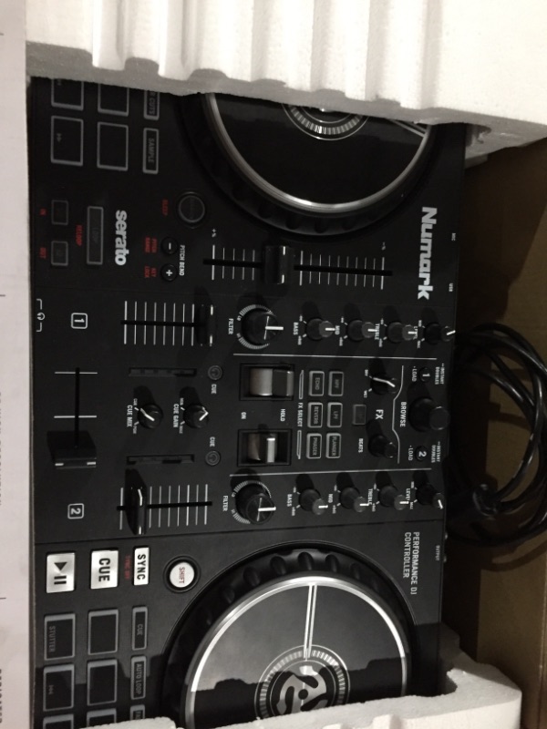 Photo 3 of **SEE CLERK NOTES**
Numark Mixtrack Pro FX – 2 Deck DJ Controller For Serato DJ with DJ Mixer, Built-in Audio Interface, Capacitive Touch Jog Wheels and FX Paddles 2 Decks DJ Controller Only