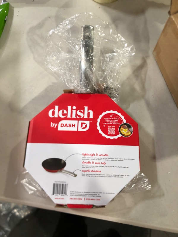 Photo 2 of Delish by Dash: 8" Lightweight Cast Iron Pan for Pancakes, sauces, vegetables, pasta, and more - Red 8" Red