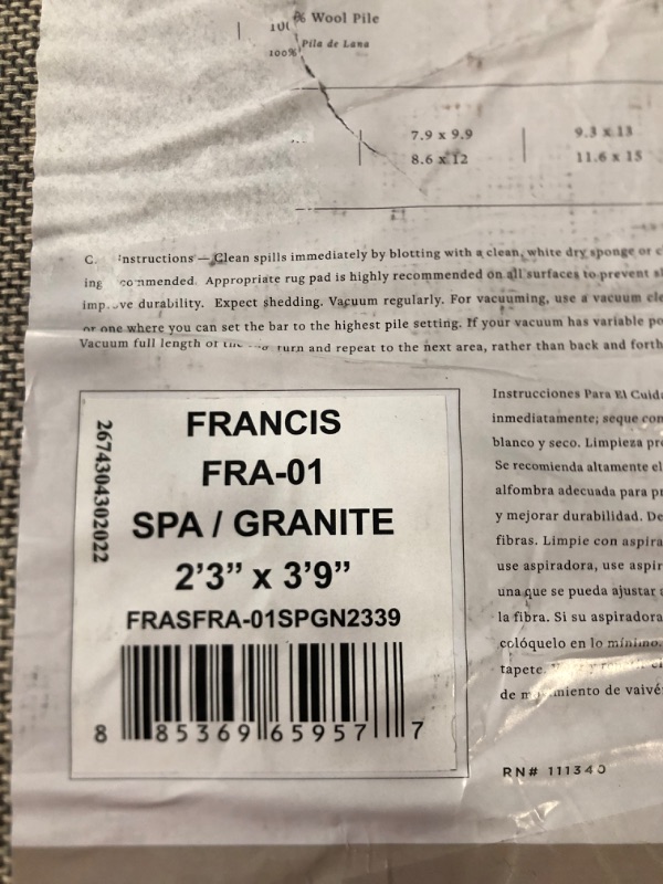 Photo 3 of Chris Loves Julia x Loloi Francis Collection FRA-01 Spa / Granite, Contemporary 2'-3" x 3'-9" Accent Rug Spa / Granite 2'-3" x 3'-9"