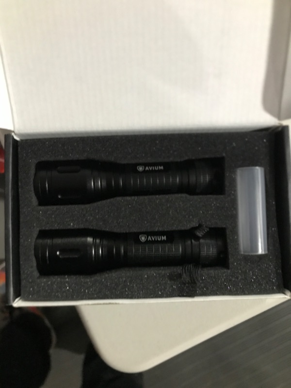 Photo 2 of Avium LED Tactical Flashlight [2 Pack] - High Lumens, Water Resistant, 5 Modes, Zoomable - Camping, Hiking, Emergency, Home