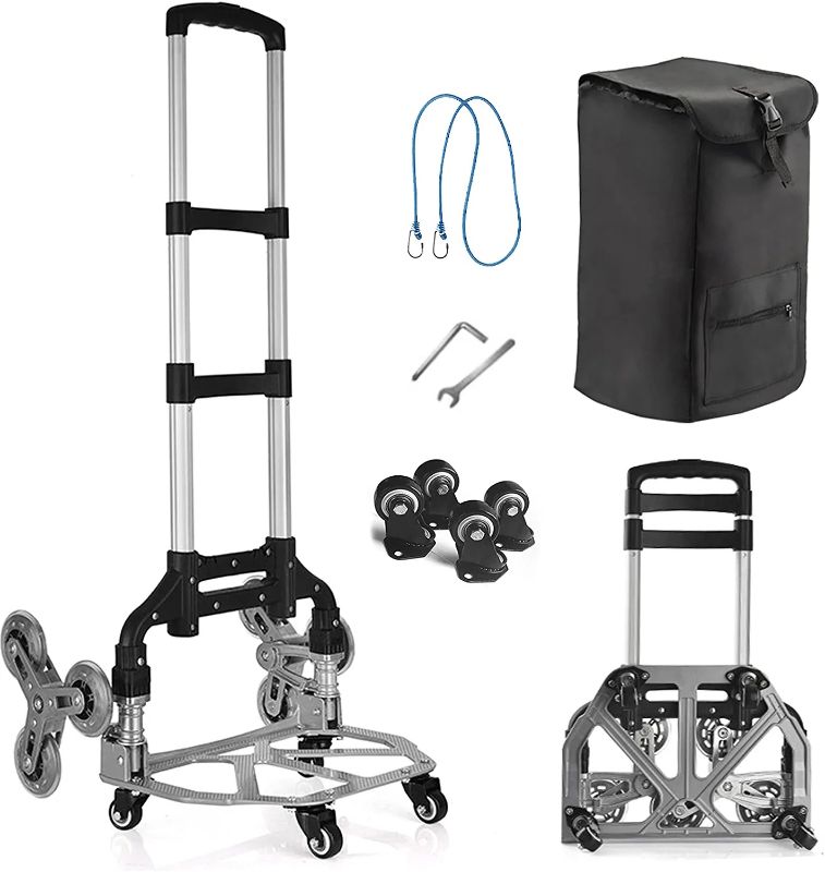 Photo 1 of tair Climbing Hand Truck Dolly, Shopping Cart Trolley with Stair Climbing Wheels and Removable Waterproof Canvas Bag, Aluminum Alloy Luggage Package Delivery