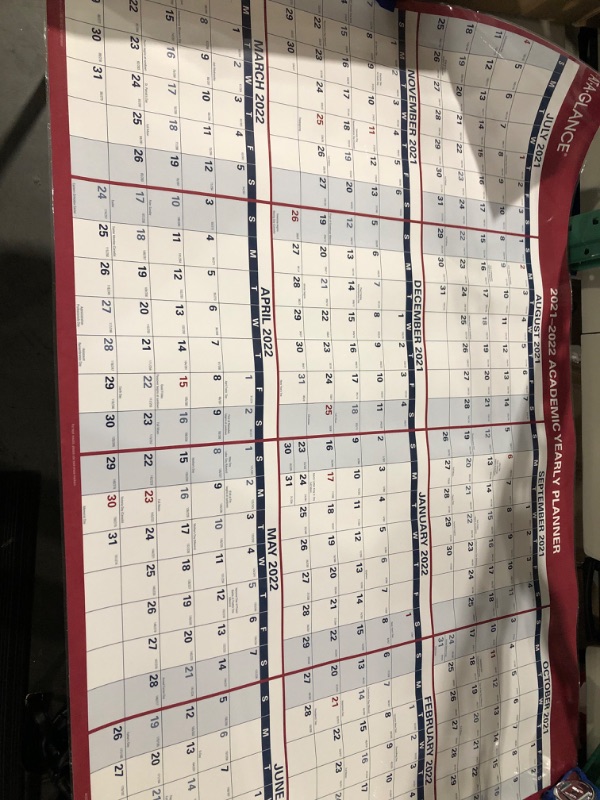 Photo 3 of 2022 Erasable Calendar, Dry Erase Wall Planner by AT-A-GLANCE, 48" x 32", Jumbo, Horizontal, Reversible for Planning Space (PM30028) (front and back)