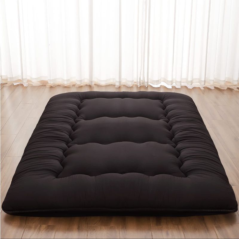 Photo 1 of XICIKIN Japanese Floor Mattress, Japanese Futon Mattress Foldable Mattress, Roll Up Mattress Tatami Mat with Washable Cover, Easy to Store and Portable for Camping, Black, FULL