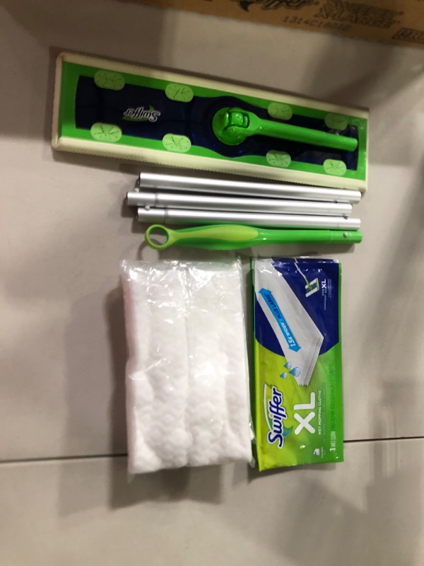 Photo 2 of Swiffer Sweeper Dry + Wet XL Sweeping Kit, 1 Sweeper, 8 Dry Cloths, 2 Wet Cloths XL Starter Kit (New!)