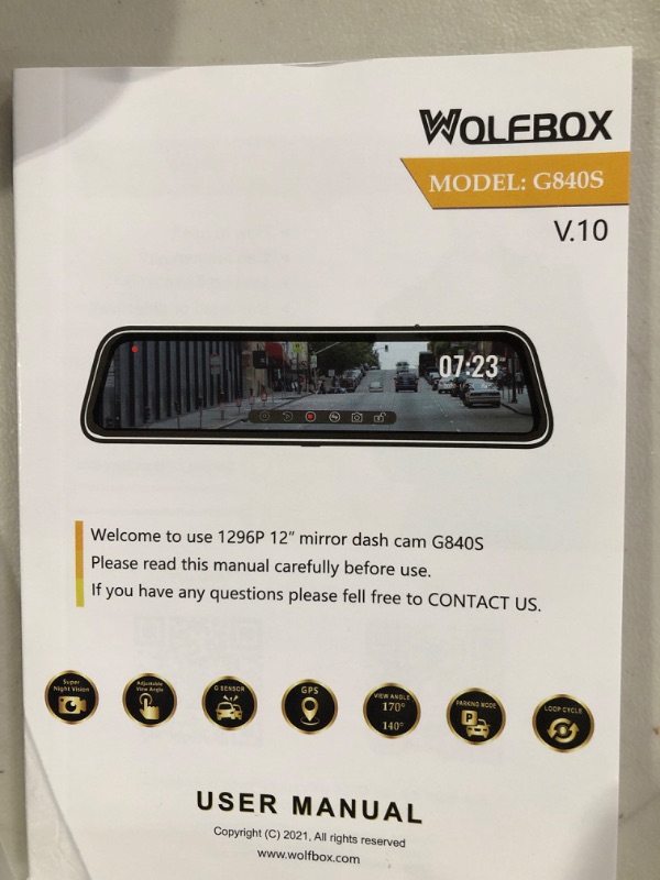 Photo 3 of WOLFBOX 12“ Mirror Dash Cam Backup Camera