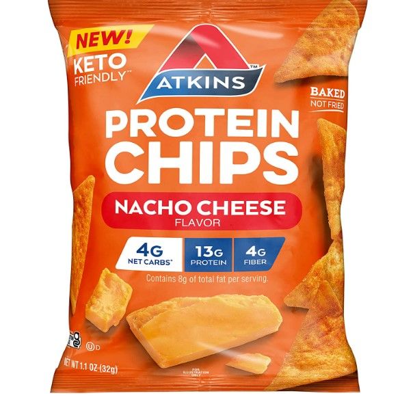 Photo 1 of Atkins Protein Chips, Nacho Cheese, Keto Friendly, Baked Not Fried, 1.1 Ounce (Pack of 12)