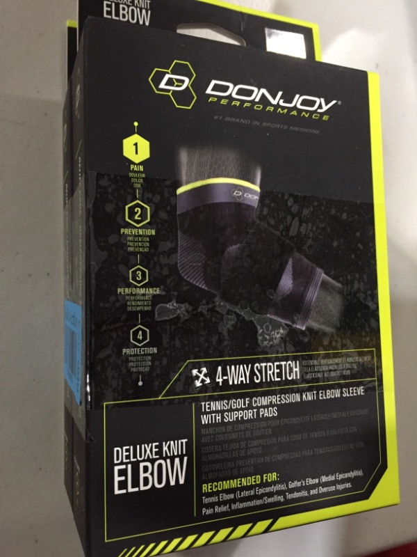 Photo 2 of DonJoy Performance Deluxe Knit Elbow Sleeve with Compression Strap - Ideal for Golfer’s Elbow, Tennis Elbow, and Elbow Tendonitis - Small 2 PACK 