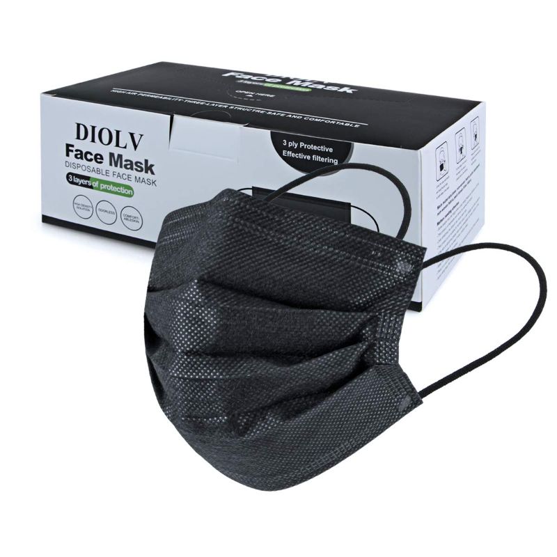 Photo 1 of 
DIOLV 50 Pcs Disposable Face Mask 3 Layer Protective Masks Black