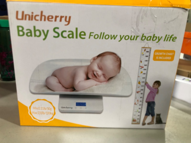 Photo 2 of UNICHERRY Baby Scale, 2 in 1 Digital Baby Scale with Free Growth Chart, Measure Your Baby or Pet Weight Accurately, Baby Weighing Scale with 4 Weighing Modes, Holding Function, Blue Backlight