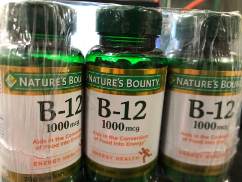 Photo 2 of Nature's Bounty Vitamin B12, Supports Energy Metabolism, Tablets, 1000mcg, 200 Ct Unflavored 
3 pack